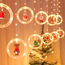 Cargar imagen en el visor de la galería, CORTINA LED DE AROS CALIDA CON FIGURAS NAVIDEÑAS✨