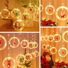 Cargar imagen en el visor de la galería, CORTINA LED DE AROS CALIDA CON FIGURAS NAVIDEÑAS✨