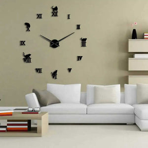 RELOJ DE PARED CON DISEÑO DE GATOS EN 3D (120CM)