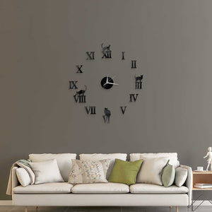 RELOJ DE PARED CON DISEÑO DE GATOS EN 3D (120CM)