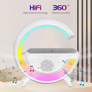 LAMPARA PARLANTE BUETOOTH, LUZ RGB Y CARGA INALAMBRICA