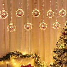 Cargar imagen en el visor de la galería, CORTINA LED DE AROS CALIDA CON FIGURAS NAVIDEÑAS✨
